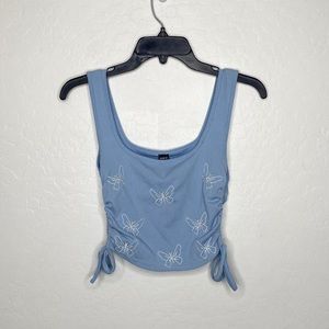 SHEIN blue butterfly crop top